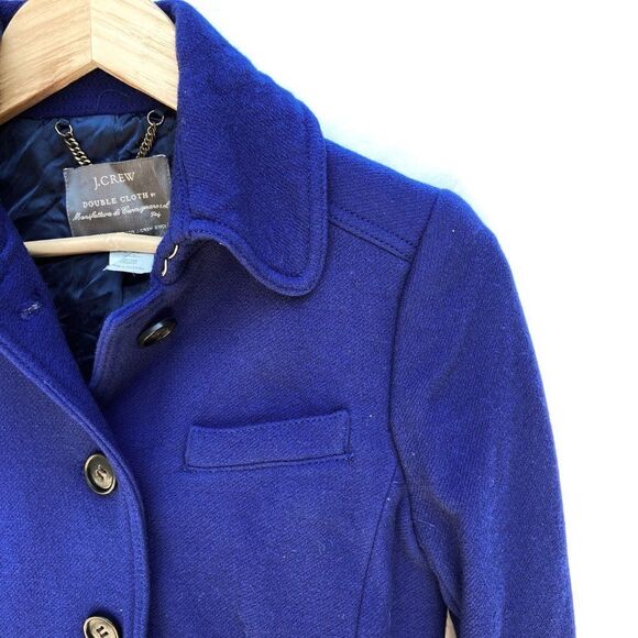 J. Crew Double Cloth Lady Day Royal Blue Long Peacoat - Picture 9 of 11